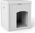 Indoor Dog House Weatherproof Outdoor Dog Houser for Small Medium Dogs, Resin Plastic Igloo Dog House with Flip Lid and Elevated Floor, Easy Assembly for Cat Puppy Shelter (White)
