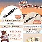 2 Pcs Mini Dog Collar Safety Clips with Double Ended Clasps | Collar Backup Clip for Small Dog Harness & Collars Connectors, Puppy Gentle Lead Companion, Safety Clip - Black