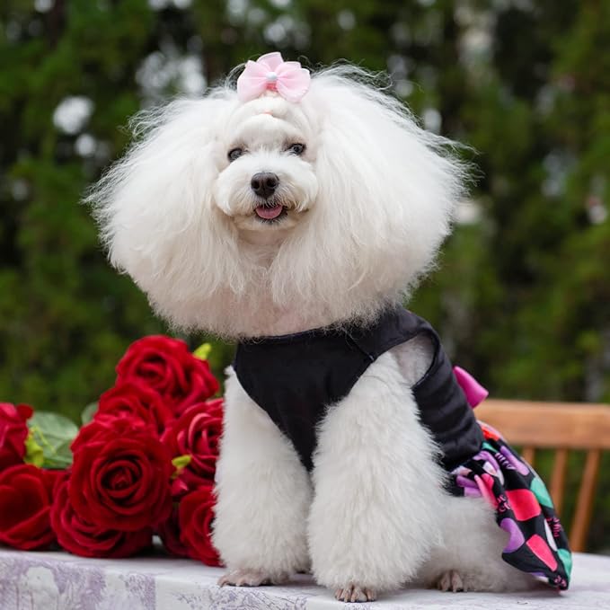 CuteBone I Love U Dress Velvet for Small Dogs Girl Puppy Dresses Black Dog Clothes CVA11S-D