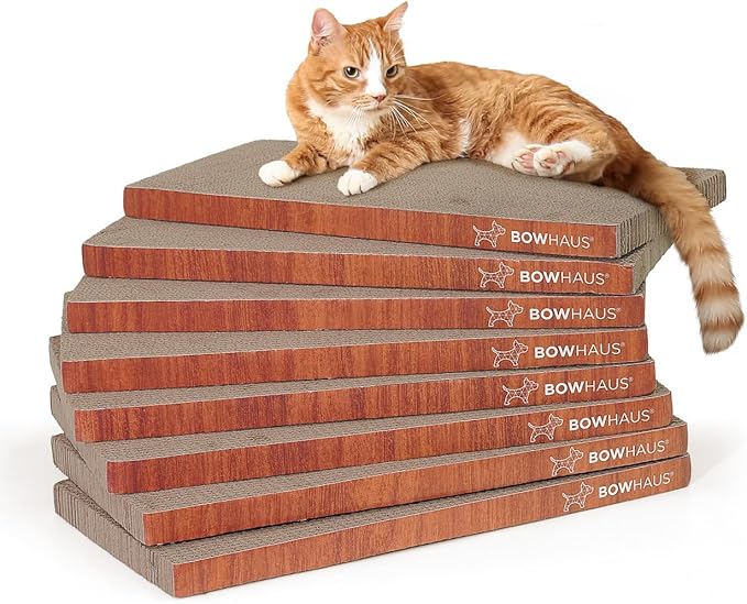 Cat Scratcher Cardboard, Reversible Scratcher, Durable & Long-Lasting, Cat Cardboard Scratcher, Cat Scratching Board, Scratch Pad for Indoor Cats, 8 Pcs, Brown