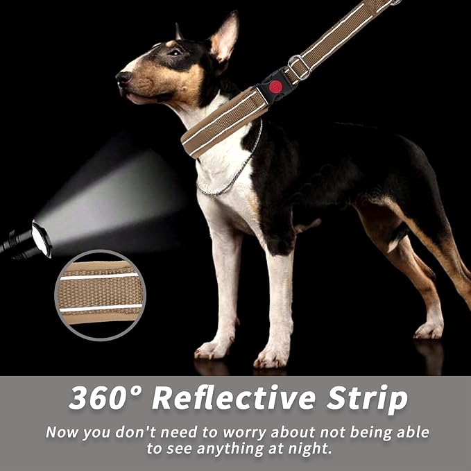 Martingale No Pull Dog Collar for Large Medium Small Dogs, Heavy Duty Nylon Reflective Adjustable Anti Pull Slip Collar with Buckle for Training Walking M Khaki