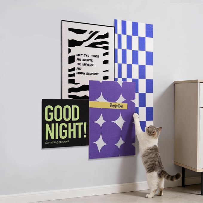 4 Pcs Wall Cat Scratcher for Indoor Cats - Reusable & Damage-Free Wall-Mounted Fabric Scratching, DIY for Furniture and Wall Protection