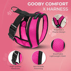 Gooby Comfort X Head In Harness - Flamingo Pink, Medium - No Pull Small Dog Harness Patented Choke-Free X Frame - On the Go Dog Harness for Medium Dogs No Pull or Small Dogs for Indoor and Outdoor Use