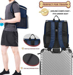 BAGLHER丨Dog Travel Bag Backpack, Airline Approved Pet Supplies Backpack, Dog Travel Bag with 2 Silicone Collapsible Bowls and 2 Food Baskets Dark Blue