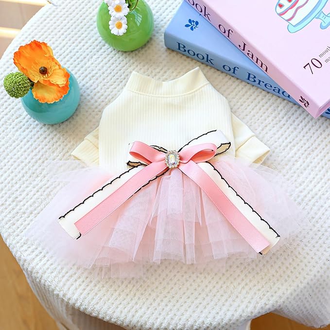 Furbabycare® Elegant Sweet Fashion Puppy Dog Blingbling Princess Skirt Pet Dog Lace Cake Camisole Tutu Dress Q-Apricot X-Small