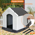 ZENY Large Plastic Dog House - Waterproof Dog Kennel with Air Vents and Elevated Floor All Weather Indoor Outdoor Doghouse Puppy Shelter, Easy to Assemble