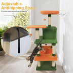 DORTALA Cat Tree for Indoor Cats, 58" Tall Cat Tower with Top Perch, Condo, Hammock, Sisal Scratching Posts, 3 Dangling Balls, Platforms, Multi-level Pet Climbing Furniture Playground (Green & Orange)