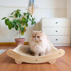 Sisal Cat Scratcher Bed – Solid Wood Cat Chair with Scratching Pad for Large Cats, Eco-Friendly Indoor Pet Furniture for Scratching and Lounging