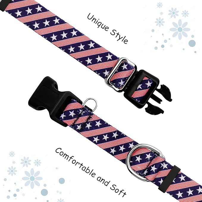 American Flag Martingale Collar for Dogs with Buckle 4th of July No Pull Adjustable Nylon Limited Slip Training Dog Collars (Navy Blue Flag, Small)