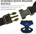 PUPTECK Soft Mesh Dog Harness and Leash Set Pet Puppy Cat Comfort Padded Vest No Pull Harnesses, Solid NavyBlue, L