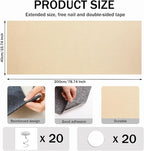 78.8"x15.8" Khaki Cat Scratch Furniture Protector,DIY Cat Scratching Pad Protection for Couch Bed,Cat Carpet and Cat Scratching Post Trimmable Self-Adhesive Cat Scratching Mat(Black)