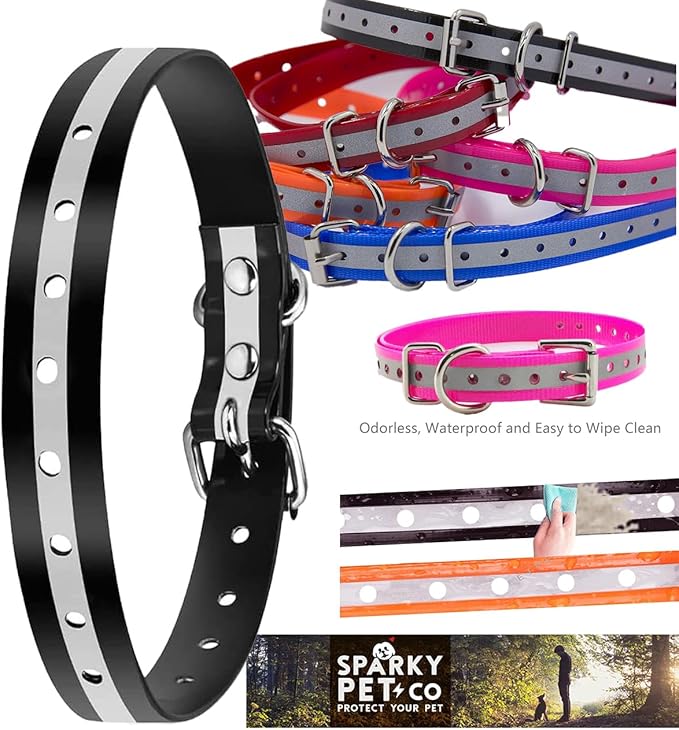 Replacement Strap for Garmin Collars - 3/4" Wide Ultra-Durable Dog E-Collar Replacement for Training, Bark, Shock, Electric, and GPS Collars - 28" Adjustable LengthGarmin (Reflective Blue)
