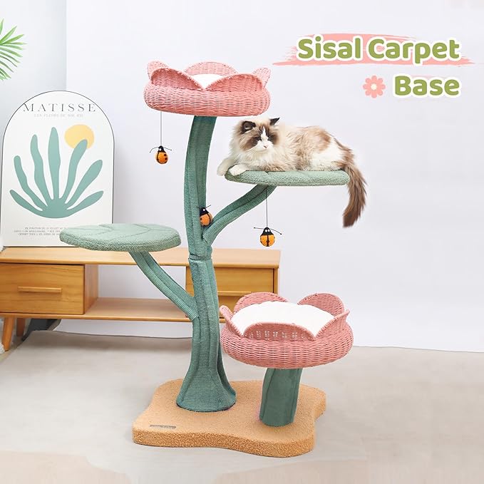 Happy & Polly Tulip Design 47.8-in Fleece Large Cat Tree (Pink)