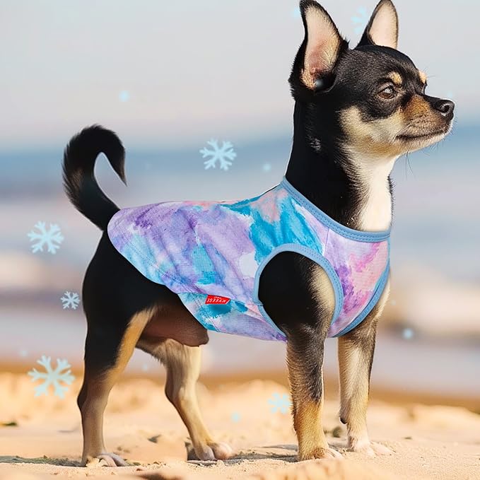 KYEESE 2Pack Dog Cooling Shirt, Breathable Dog Shirt for Large Dogs, Sun Protection Dogs Cooling Vest Tank Top, Lightweight Soft Sleeveless Summer Pet Clothes, Purple+Blue, 3XL