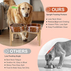 SPUNKYJUNKY Elevated Dog Bowls Ceramic, 8.3'' Dogs Food Water Bowls Raised with Non-Slip Bamboo Stand for Large Sized Breed Microwave Dishwasher Safe - 60 OZ,Skull Bronze