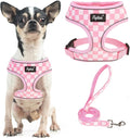 PUPTECK Soft Mesh Dog Harness and Leash Set Pet Puppy Cat Comfort Padded Vest No Pull Harnesses, Checkered Pink&White, XS