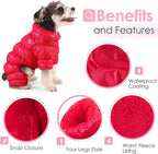 AOFITEE Dog Winter Coat, Waterproof Dog Jacket, Fullbody Dogs Winter Coat Snowsuit, Windproof Puppy Puffer Jacket Snow Suit with Legs, Pet Fleece Vest Coats for Small Dogs, Christmas Red XXL