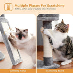 Cat Tree, Multi-Level Cat Tower for Indoor Cats, Cat Climbing Tree Condo with Sisal Covered Scratching Posts, Deep Hammock and Interactive Cat Toy, Gray