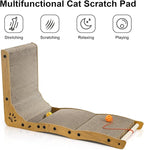 L Shape Cat Scratcher, 26.8" Vertical Cat Scratching Board with Ball Toy, Large Wall Mounted Curving Scratching Ramp, Tall Standing Cat Scratch Pad, Wall Furniture Protector for Indoor Cats