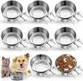 Zubebe Stainless Steel Hanging Dog Crate Bowls, Non-Spill Kennel Food Water Bowls with Screw Clamp Attach Holders, Removable Mountable Metal Cage Feeder for Pet(19 oz)