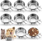 Zubebe Stainless Steel Hanging Dog Crate Bowls, Non-Spill Kennel Food Water Bowls with Screw Clamp Attach Holders, Removable Mountable Metal Cage Feeder for Pet(19 oz)