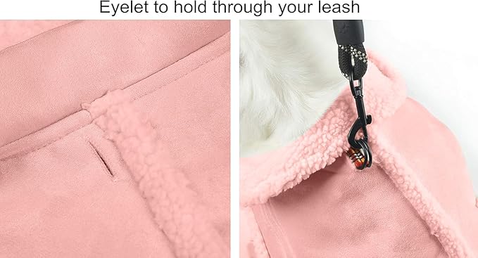 Dog Winter Jacket, Warm Windproof Dog Coat Sweaters for Small Dogs, Thick Apparelf Fleece Coat for Medium Large Dog (Pink Large)