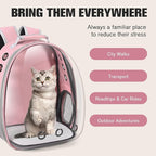 Cat Carrier Backpack, Pet Carrier Backpack Front Pack for Small Medium Cat Puppy Dog Carrier Backpack Bag Space Capsule, Airline-Approved Pet Carrier for Travel Hiking Walking Camping (Pink)