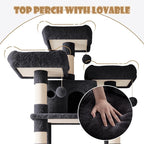 SHA CERLIN 81 Inches Extra Large Cat Tree for Indoor Adult Cats/XXL Big Cat Tower with Condo/Cozy Perches/Sisal Scratching Posts and Hammocks/Activity Center/F80/Heavy Duty/Dark Grey