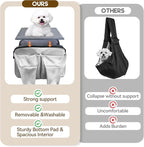 Dog Purse Carrier, Small Dog Cat Puppy Outdoor Portable Bag, Foldable Breathable 3‑Speed Zipper Access Pet Travel Bag with Large-Capacity Pockets, 15 lbs Capacity,Grey
