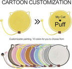 Personalized Cat Scratcher Mat, Customized with Name Text Natural Cotton Rope Round Horizontal Cat Scratching Pads with Ball Toy, Cat Furniture Protector for Wall, Couch, Carpets, Sofa (Yellow)
