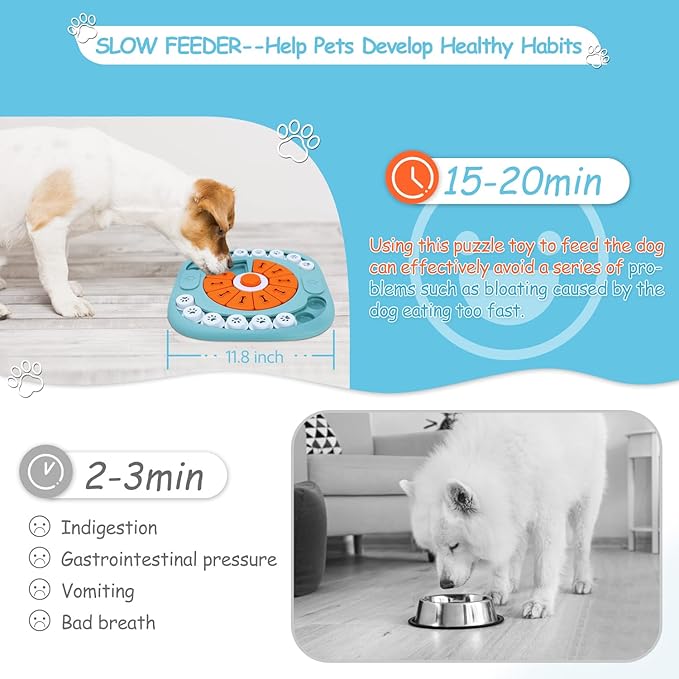 Dog Puzzle Toys, Interactive Treat Puzzle Dog Toy for IQ Training & Mental Stimulating, Squeaky Design for Large, Medium, Small Dogs