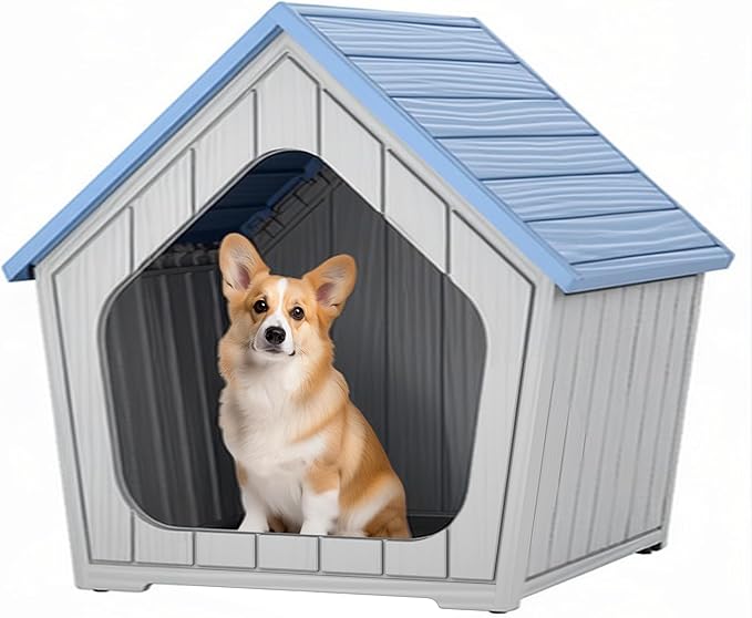 Fancyango Outdoor & Indoor Dog House for Weatherproof and Stylish Furniture, Dog House Outdoor, Multi - Use for Small and Medium Dogs (Blue, 23.43" L×22.44" W×22.24" H)