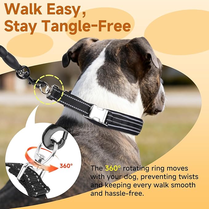 Mayerzon Martingale No Pull Collar for Medium Large Dogs, Walking Training Collar for Dogs German Shepherd Boxer Rottweiler That Pull, Reflective, with 360° Swivel Ring and Release Buckle(XXL, Black)