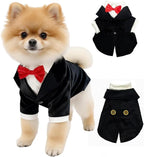 Dog Tuxedo Suit with Bow Tie Dog Shirt Puppy Clothes Formal Pet Tux Party Birthday Costume for Small Medium Dogs Pet Weding Attire Dress Up Cosplay Prince Costume Gentleman Apparel