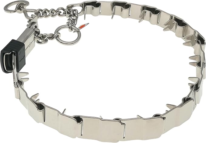 Herm Sprenger NeckTech Sport Dog Training Prong Collar with ClicLock Buckle on The Side No-Pull Collar with Swivel D-Ring Made in Germany (Stainless Steel, 23in (Neck Size up to 20in))