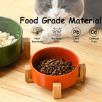 Petygooing Ceramic Dog Bowl Set with Stand, Small Cat Dog Food and Water Bowl, Anti-Slip Set of 2 Bowls - 13.5 OZ (5.1In / 1.7 Cups) Rust Red