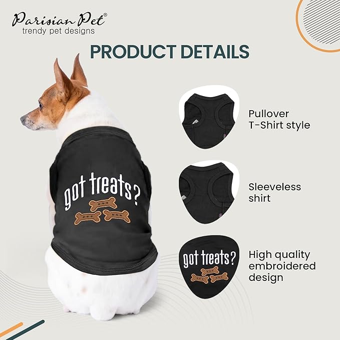 Parisian Pet Dog Shirt – 100% Cotton Shirts for Small Dogs – Black Sleeveless Puppy Clothes – Lightweight and Breathable Pet Apparel – Cool and Stylish Dog Clothes - Stretchy T Shirts for Dogs