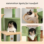 PAWZ Road Cactus Cat Tree, Floor to Ceiling Cat Tower with Adjustable Height(85-112 Inches), 7 Tiers Cat Climbing Tree with Cozy Hammocks and Condos, 5 Platforms, Scratching Posts for Indoor Cats