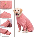Dog Coats Autumn Winter Jumpsuit for Large Medium Dogs, Warmer Recovery Suit Polar Fleece Dog Bodysuit Lightweight Pajamas Pullover Stretchy Onesie Four-Legged Cold Weather Clothes(6XL, Pink)