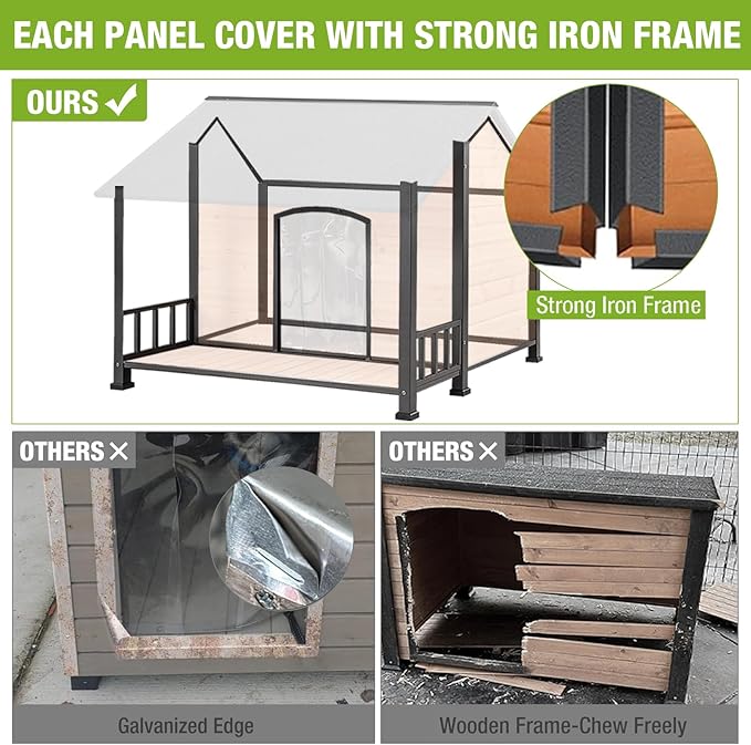 Gutinneen Large Dog House Outdoor Dog Kennel with All-Around Iron Frame Dog Cage Perfect for Small & Medium & Large Dogs,Roomy