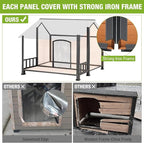 Gutinneen Large Dog House Outdoor Dog Kennel with All-Around Iron Frame Dog Cage Perfect for Small & Medium & Large Dogs,Roomy