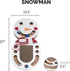 Furhaven Scratching Pad Ball Track Cat Toy w/ Catnip for Indoor Cats - Giant Snow Man Holiday Corrugated Busy Box Scratcher - White, One Size