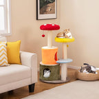 PETSITE Mushroom Cat Tree, Multi-Level Cute Cat Tree Tower with Sisal Scratching Posts, Cat Condo, Soft Plush Perches, and Dangling Toys for Indoor Cats (43 Inch)
