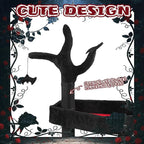 Gothic Cat Tree, Halloween Black Goth Cat Tower with Bat Toy & Playful Hole, Indoor Spooky Cat Trees Stand Climber Pole with Hanging Spiders Bats for Kitten, Black Red, Small
