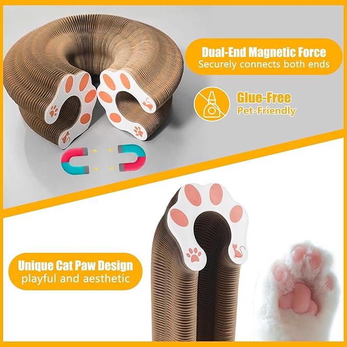 2-ck Cat PaScratcher Toy - Magic Organ Cat Scratching Board with Bell Balls for Indoor Cats Magic Organ Cat Scratcher Interactive Cardboard Cat Toy Scratcher Furniture Protection