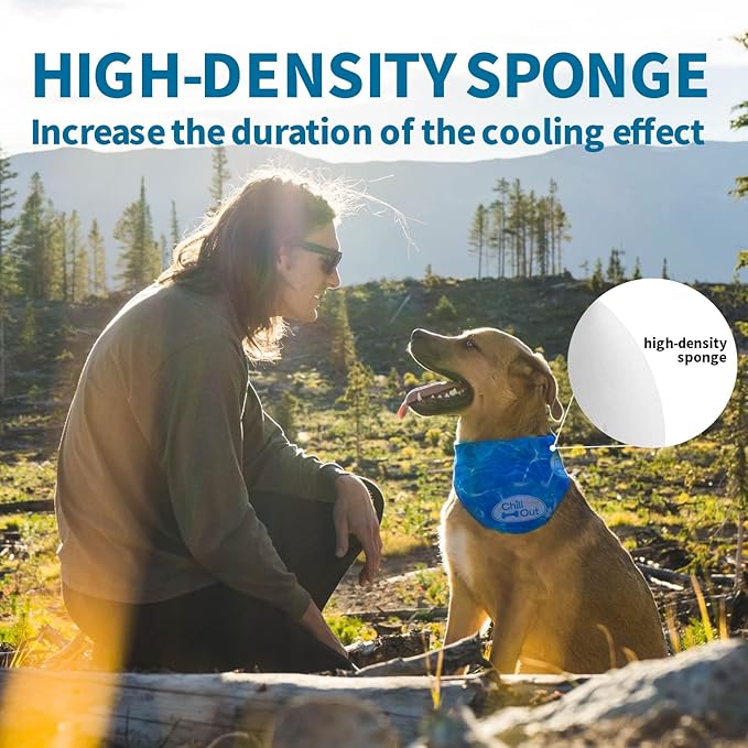 ALL FOR PAWS Cooling Bandana for Dogs, Blue, M(Neck Girth 38-46 cm), Dog Collar