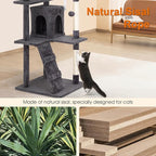 Cat Tree 69.3 inches Cat Tower for Indoor Cats Cat House with Replaceable and Removable Dangling Ball Cat Trees and Towers with Funny Toys, Light Gray