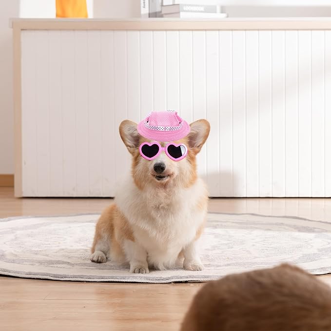 choyaxo Dog Sun Hat Set Including Dog Visor Sunbonnet Outfit with Ear Holes Dogsg Sunglasses Baseball Cap for Puppy Outdoor UV Protection
