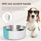 Dog Bowl, Stainless Steel Dog Food and Water Bowl with Non Slip Quiet Bottom, Easy to Clean, Dishwasher Safe, 40oz, White