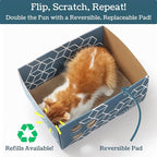 Cardboard Cat Scratcher, No-Mess Cat Scratcher Box with Refillable Double-Sided Cat Scratcher Pad for Indoor Cats
